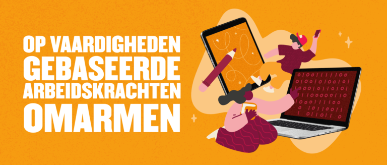 op vaardigheden gebaseerde arbeidskrachten, creatieve digitale samenwerking illustratie